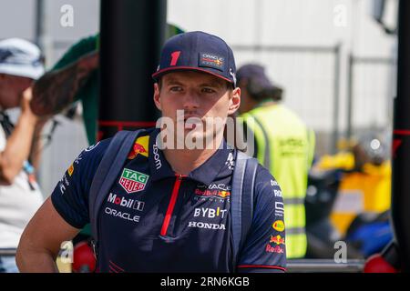 Monza, Italien. 31. August 2023. Max Verstappen aus den Niederlanden fährt den (1) Oracle Red Bull Racing RB19 Honda RBPT während der Formel 1 Pirelli GP d'Italia. Quelle: Alessio Morgese/Alessio Morgese/E-Mage/Alamy Live News Stockfoto