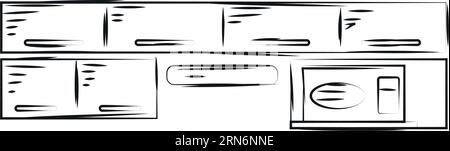 Isolierte Skizze eines Küchenmöbelvektors Stock Vektor