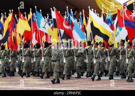 Kuala Lumpur, Malaysia. August 2023 31. Der marsch der malaysischen Militärs während der 66. Festparade zum Nationalfeiertag in Putrajaya. Der Hari Merdeka (Unabhängigkeitstag) ist ein nationaler Tag Malaysias, um der Unabhängigkeit der Föderation Malaya von der britischen Kolonialherrschaft zu gedenken. Quelle: SOPA Images Limited/Alamy Live News Stockfoto