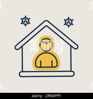 Ich bleibe zu Hause Vektor-Symbol Bewusstsein Social-Media-Kampagne und Coronavirus Prävention. Graph Symbol für medizinische Website und Apps Design, Logo, App Stock Vektor