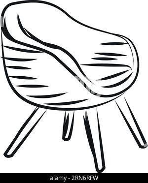 Isolierte Skizze eines zeitgenössischen Stuhls Vektor Stock Vektor