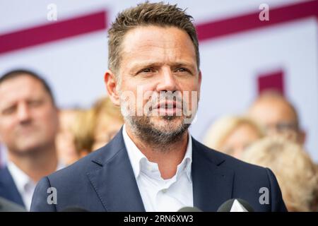 Danzig, Polen. August 2023 31. Der Bürgermeister von Warschau Rafal Trzaskowski wurde während des Treffens der lokalen Regierungsbewegung "Ja für Polen" im Europäischen Solidaritätszentrum in Danzig gesehen. Quelle: SOPA Images Limited/Alamy Live News Stockfoto