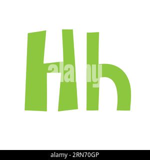 Doodle verspielter Buchstabe H Großbuchstaben, Kleinbuchstaben abc bunte Karikatur lustige Stil, englische Alphabet Vektor-Illustration, bunte handgeschriebene Schriftart let Stock Vektor