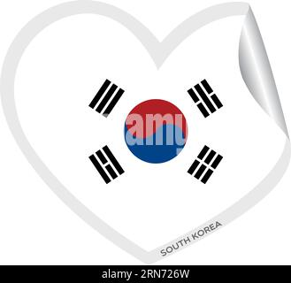Isolierte Herzform mit der Flagge von Südkorea Vector Stock Vektor