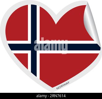 Isolierte Herzform mit der Flagge Norwegens Vektor Stock Vektor