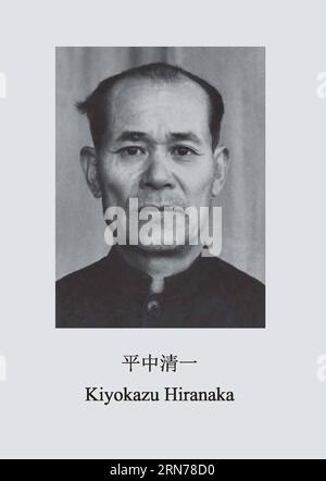 (150825) -- PEKING, 25. Aug. 2015 -- Foto veröffentlicht am 25. Aug. 2015 von der Staatsarchivverwaltung (SAA) Chinas auf seiner Website zeigt ein Bild des japanischen Kriegsverbrechers Kiyokazu Hiranaka. Das Geständnis am Dienstag war der 15. Einer Reihe von 31 schriftlichen Erklärungen japanischer Kriegsverbrecher, die auf der SAA-Website veröffentlicht wurden. Kiyokazu Hiranaka, 1895 in Japan geboren, trat 1933 in den Krieg gegen China ein und wurde im August 1945 gefangen genommen. Hiranaka befahl der Kwantung-Armee, Bakterien in der nordöstlichen chinesischen Provinz Jilin zu verbreiten und tötete im Oktober 1934 etwa 1.000 Chinesen. Gemäß Konf Stockfoto