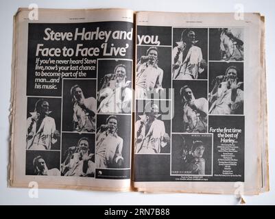 1970er Jahre Werbespot für Steve Harley Live Album in The NME Music Paper Stockfoto