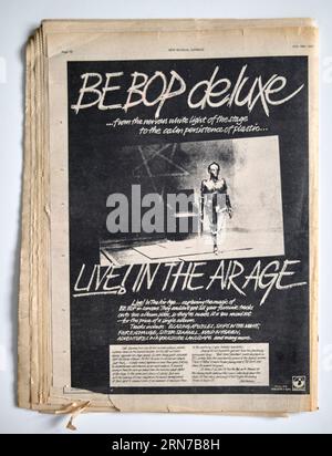 Werbespot für das Be Bop Deluxe-Album „Live in the Air Age“ im New Musical Express NME Magazine der 1970er Jahre Stockfoto