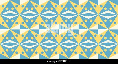 Nahtloser, sich wiederholender Hintergrund mit Rautenmuster in Türkis, Gelb und weiß Stock Vektor