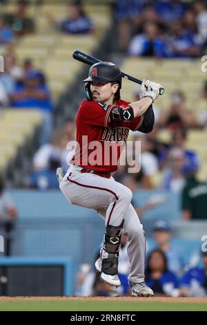 Arizona Diamondbacks Right Fielder Corbin Carroll (7) wartet im ersten Inning während eines regulären Saisonspiels zwischen den Arizona Diamondba auf ein Pitch Stockfoto