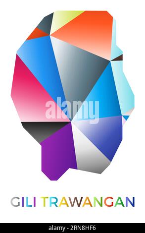 Leuchtend farbige Gili Trawangan-Form. Mehrfarbiges Insellogo im geometrischen Stil. Modernes, trendiges Design. Vektor-Illustration. Stock Vektor