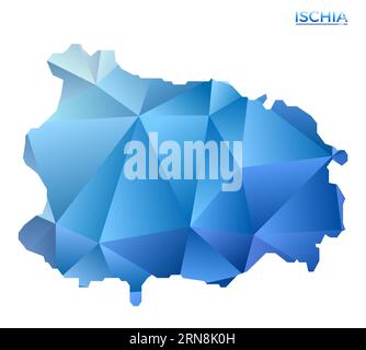 Vektor-polygonale Ischia-Karte. Lebendige, geometrische Insel in flachem Poly-Stil. Leuchtende Illustration für Ihre Infografiken. Stock Vektor