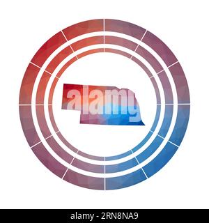 Nebraska-Abzeichen. Helles Farbverlauf-Logo des US-Bundesstaates in flachem Poly-Stil. Stock Vektor