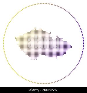 Digitales Badge der Tschechischen Republik. Gepunktete Karte der Tschechischen Republik in einem Kreis. Techniksymbol des Landes mit abgestuften Punkten. Stock Vektor