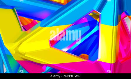 3D-Rendering, abstrakter Hintergrund für bunte Tapetenebenen. Stockfoto