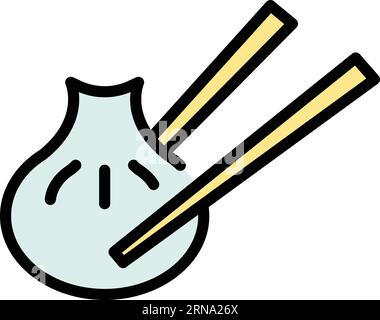 Chinesische Baozi-Symbol Umrissvektor. Brötchen. Taiwan bao Farbe flach Stock Vektor