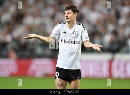 Warschau, Polen. August 2023 31. Marc Gual während des Spiels zwischen Legia Warszawa und dem FC Midtjylland, Donnerstag, den 31. August 2023 in Warschau, der Rückrunde des Play-offs für den UEFA Europa Conference League-Wettbewerb. (Foto: Norbert Barczyk/PressFocus/SIPA USA) Credit: SIPA USA/Alamy Live News Stockfoto