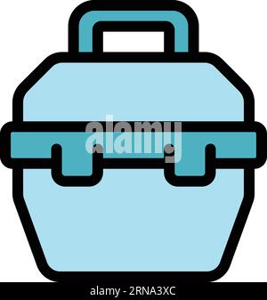 Konturvektor für kreative Toolbox-Symbole. Werkzeugkasten. Gehäusefarbe flach reparieren Stock Vektor