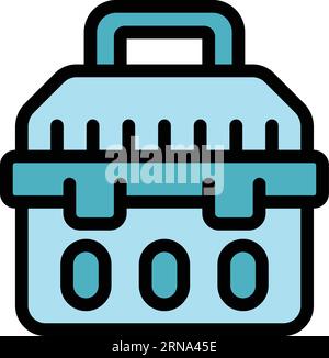Umrissvektor des Schlüsselwerkzeugkastensymbols. Werkzeugsatz. Zimmermannsfarbe flach Stock Vektor