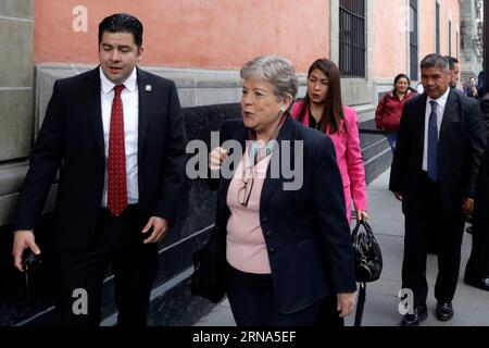 Mexiko-Stadt, Mexiko. August 2023 31. 31. August 2023, Mexiko-Stadt, Mexiko: Die mexikanische Außenministerin Alicia Barcena trifft in Antigua Casona de Xicotencatl mit Senatoren der Movimiento de Regeneración Nacional, del Trabajo und del Verde Parteien in Mexiko-Stadt zusammen. Am 31. August 2023 in Mexiko-Stadt, Mexiko (Foto: Luis Barron/Eyepix Group/SIPA USA). Quelle: SIPA USA/Alamy Live News Stockfoto