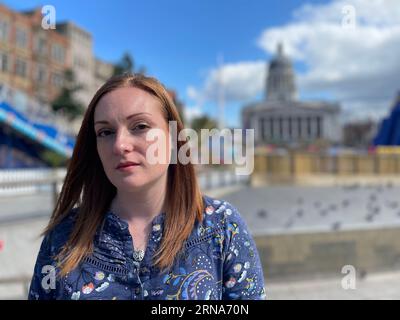 Felicity Benyon, eine verletzte Mutter, die vom Nottingham University Hospitals NHS Trust (NUHT) als Opfer von Fahrlässigkeit in Nottingham gesprochen wurde. Bilddatum: Mittwoch, 30. August 2023. Stockfoto