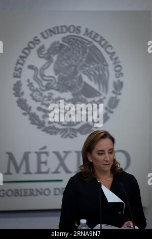 (160115) -- MEXIKO-STADT, 15. Januar 2016 -- die mexikanische Außenministerin Claudia Ruiz Massieu nimmt am 15. Januar 2016 an einer Pressekonferenz über die bevorstehende Reise des mexikanischen Präsidenten Enrique Pena Nieto auf die Arabische Halbinsel in Mexiko-Stadt, der Hauptstadt Mexikos, Teil. Laut der lokalen Presse wird der mexikanische Präsident Enrique Pena Nieto vom 17. Bis 21. Januar 2016 seine erste internationale Tour auf die Arabische Halbinsel machen. Pedro Mera) (vf) (fnc) MEXIKO-MEXIKO STADT-POLITIK-KONFERENZ e PedroxMera PUBLICATIONxNOTxINxCHN 160115 Mexiko-Stadt 15. Januar 2016 MEXIKANISCHE Außenminister Claudia Rui Stockfoto