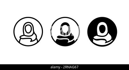 Frauen mit Hijab-Icon-Set. Avatar-Symbole in flacher Form. Muslimische Frau. Das Muslimische Mädchen Avatar. Asiatischer traditioneller Hijab-Schnitt mit editierbarem Hub und flachen Tasten si Stock Vektor