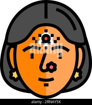 bindi Stirn Dekoration Farbe Symbol Vektor Illustration Stock Vektor