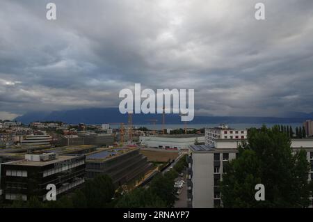 Losanna, Prilly Gegend Stadtbild mit Blick auf Lemano See und Evian in Frankreich Stockfoto