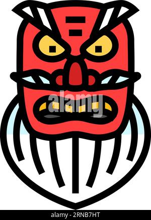 kagura Tanzmaske shintoismus Farbsymbol Vektor Illustration Stock Vektor