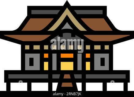 shinto-Schrein Gebäude shintoismus Farbsymbol Vektor-Illustration Stock Vektor