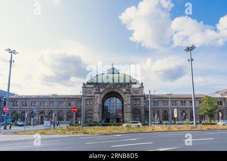 Nürnberg, Deutschland. Juli 2023. Außenansicht des Bahnhofs der Stadt Stockfoto