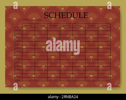 Schulplanseite minimalistisches abstraktes Design. Kategorien von Notizen. Stock Vektor