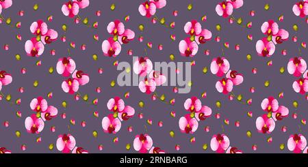 Nahtloses Muster mit Handzeichnung Orchideenblume, Aquarellzeichnung Stockfoto