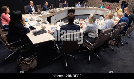 Brüssel, Belgien. September 2023. Premierminister Alexander de Croo auf einer ministerratstagung der Bundesregierung am Freitag, den 1. September 2023 in Brüssel. BELGA PHOTO BENOIT DOPPAGNE Credit: Belga News Agency/Alamy Live News Stockfoto