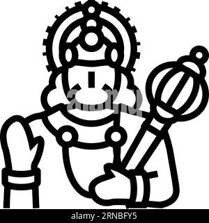 hanuman hinduismus Religion Linie Icon Vektor Illustration Stock Vektor