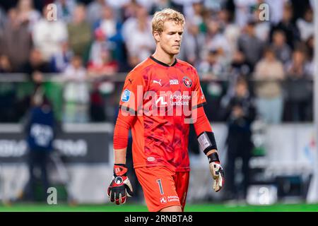 Warschau, Polen. August 2023 31. Jonas Lossl vom FC Midtjylland, der während der Qualifikationsrunde der UEFA Europa Conference League zwischen Legia Warszawa und dem FC Midtjylland im Marschall Jozef Pilsudski Legia Warschau Municipal Stadium gesehen wurde. Endstand: Legia Warszawa 1:1 (Elfmeter 6:5) FC Midtjylland. Quelle: SOPA Images Limited/Alamy Live News Stockfoto