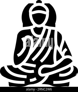 buddha siddhartha gautama Glyphensymbol Vektor Illustration Stock Vektor