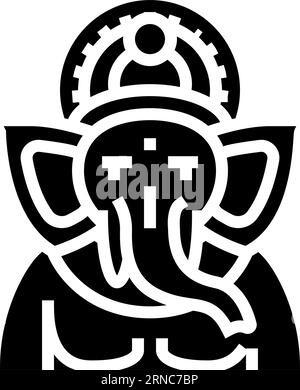 ganesha Gott om Glyph Icon Vektor Illustration Stock Vektor