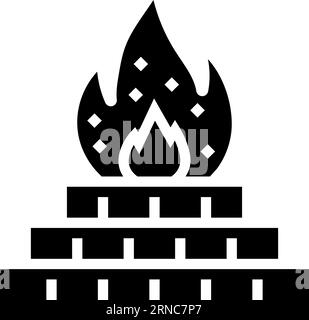 Heiliges Feuer agni Glyphen-Symbol Vektor-Illustration Stock Vektor