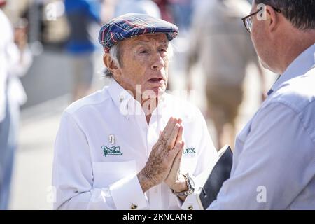 Jackie Stewart ehemaliger F1-Fahrer während des Formel 1 Pirelli Grand Premio dÂ&#x80;&#x99;Italia Grand Prix 2023, 14. Runde der Formel 1-Weltmeisterschaft 2023 vom 1. Bis 3. September 2023 auf dem Autodromo Nazionale di Monza in Monza, Italien Credit: Independent Photo Agency/Alamy Live News Stockfoto