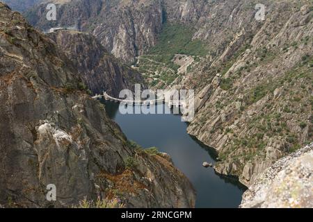 Staudamm Aldeadavila, Aussichtspunkt Picon de Felipe, Las Arribes del Duero, Salamanca, Castilla y Leon, Spanien Stockfoto