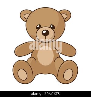 teddybär, Farbvektor-Zeichentrickillustration, isoliert auf weiß Stock Vektor