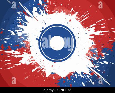 Eine rot-blaue, bemalte Flagge auf einer Ikone auf weißem Hintergrund, im Stil der Musterexplosion, französischer Realismus, kreisförmige Abstraktion, Konzertplakat Stock Vektor