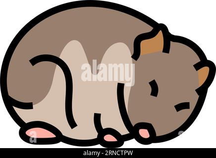 Hamster schlafende Haustier Farbe Symbol Vektor Illustration Stock Vektor