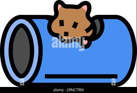 Hamster in Tunnel PET Color Icon Vektor Illustration Stock Vektor