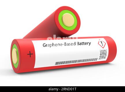 Graphen-basierte Batterie Eine Graphen-basierte Batterie ist eine Art von Batterie, die Graphen als Kathoden- oder Anodenmaterial verwendet. Es bietet eine hohe Energiedichte, Stockfoto