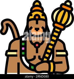 hanuman-Gott indische Farbsymbol-Vektor-Illustration Stock Vektor