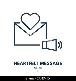 Symbol "Heartfelt Message". Liebe, Brief, Herz. Bearbeitbare Kontur. Symbol „Einfacher Vektor“ Stock Vektor