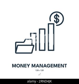 Symbol "Geldverwaltung". Finanzen, Bargeld, Bankwesen. Bearbeitbare Kontur. Symbol „Einfacher Vektor“ Stock Vektor